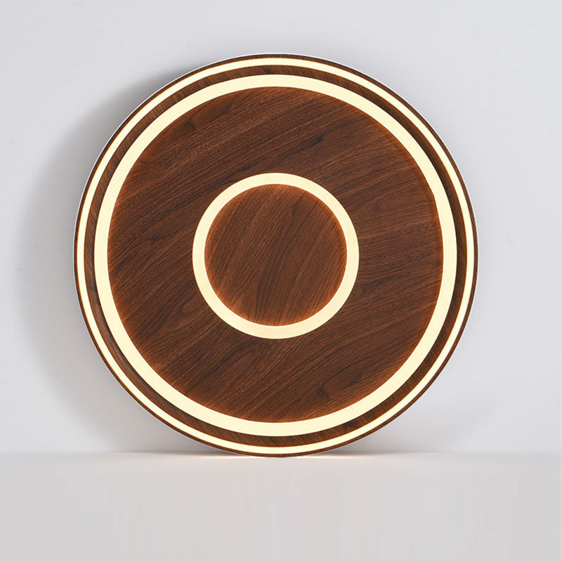 Contemporary Retro Iron Acrylic Aluminum Faux Leather Round LED Flush Mount Ceiling Light For Living Room