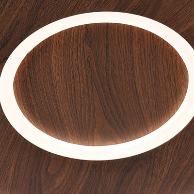 Contemporary Retro Iron Acrylic Aluminum Faux Leather Round LED Flush Mount Ceiling Light For Living Room