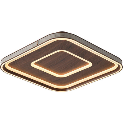 Contemporary Retro Iron Acrylic Aluminum Faux Leather Round LED Flush Mount Ceiling Light For Living Room