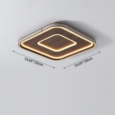 Contemporary Retro Iron Acrylic Aluminum Faux Leather Round LED Flush Mount Ceiling Light For Living Room