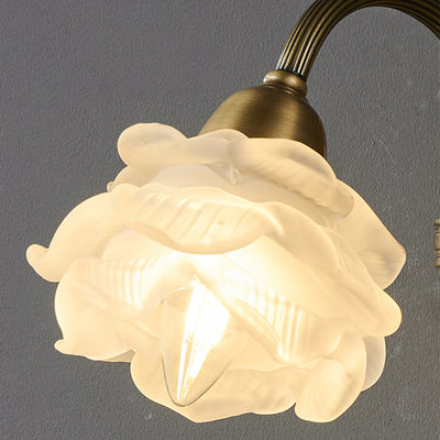 Contemporary Luxury Copper Glass Flower 1/2 Light Wall Sconce Lamp For Living Room