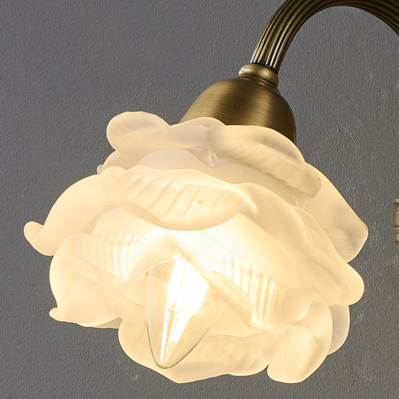 Contemporary Luxury Copper Glass Flower 1/2 Light Wall Sconce Lamp For Living Room