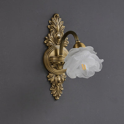 Contemporary Luxury Copper Glass Flower 1/2 Light Wall Sconce Lamp For Living Room