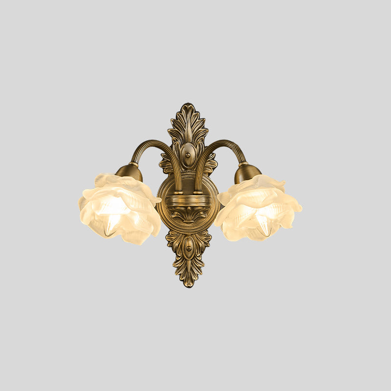 Contemporary Luxury Copper Glass Flower 1/2 Light Wall Sconce Lamp For Living Room