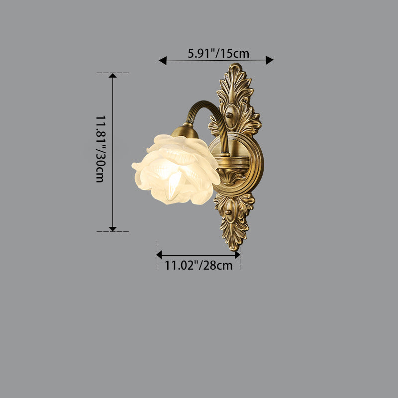 Contemporary Luxury Copper Glass Flower 1/2 Light Wall Sconce Lamp For Living Room