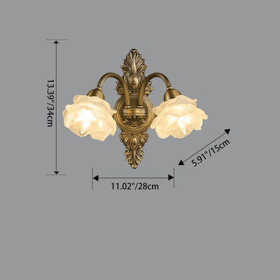 Contemporary Luxury Copper Glass Flower 1/2 Light Wall Sconce Lamp For Living Room