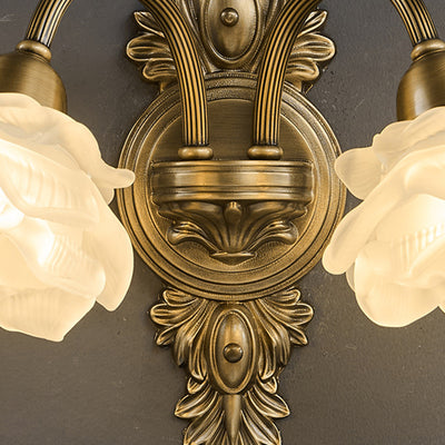 Contemporary Luxury Copper Glass Flower 1/2 Light Wall Sconce Lamp For Living Room