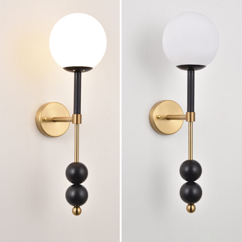 Traditional French Iron Glass Linear 1-Light Wall Sconce Lamp For Bedroom