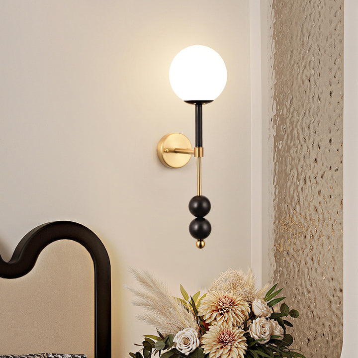 Applique murale traditionnelle française en fer et verre linéaire à 1 lumière pour chambre 