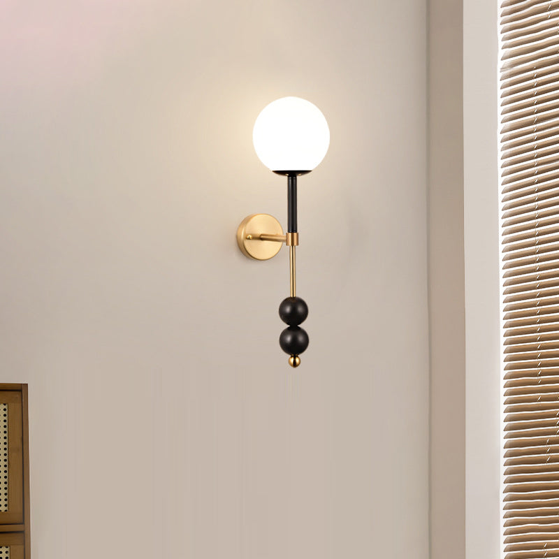 Traditional French Iron Glass Linear 1-Light Wall Sconce Lamp For Bedroom