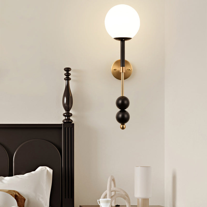 Traditional French Iron Glass Linear 1-Light Wall Sconce Lamp For Bedroom