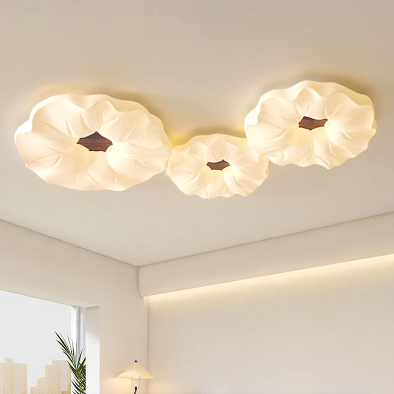 Contemporary Scandinavian Iron PE Flower LED Flush Mount Ceiling Light For Living Room