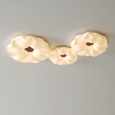 Contemporary Scandinavian Iron PE Flower LED Flush Mount Ceiling Light For Living Room