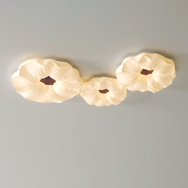 Contemporary Scandinavian Iron PE Flower LED Flush Mount Ceiling Light For Living Room
