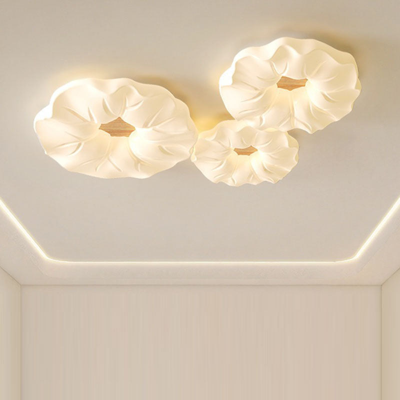 Contemporary Scandinavian Iron PE Flower LED Flush Mount Ceiling Light For Living Room