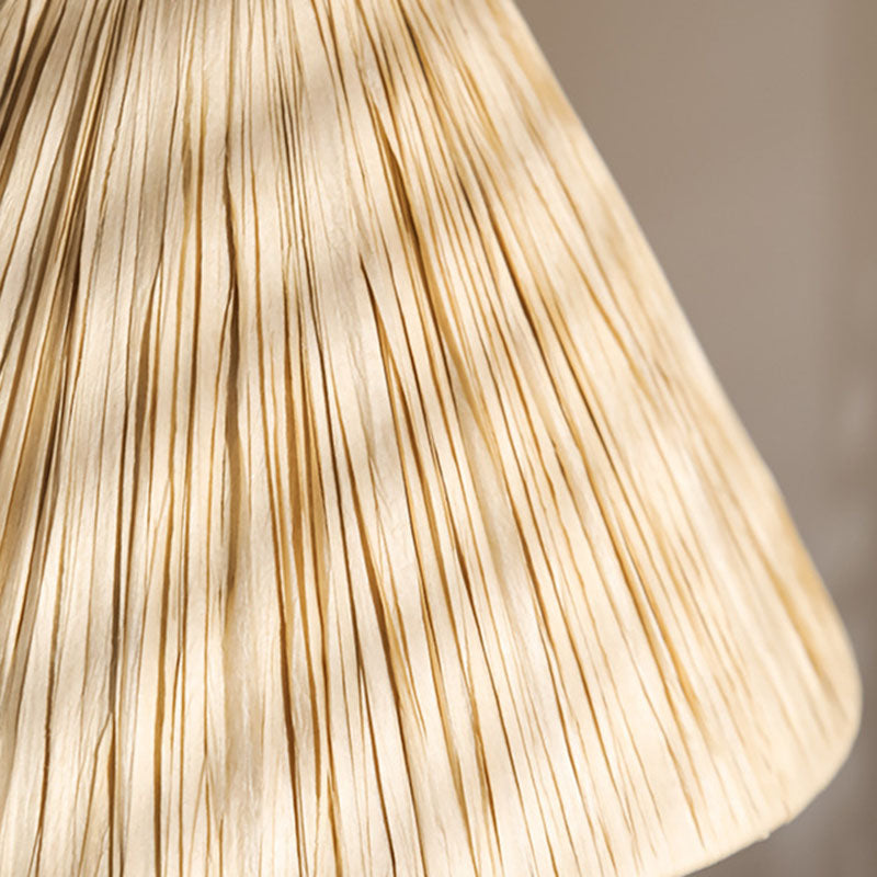 Traditional Japanese Iron Fabric Cylinder Imitation Wicker USB 1-Light Table Lamp For Bedroom