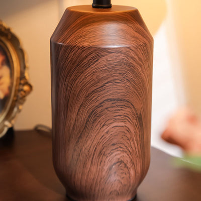 Traditional Japanese Iron Fabric Cylinder Imitation Wicker USB 1-Light Table Lamp For Bedroom