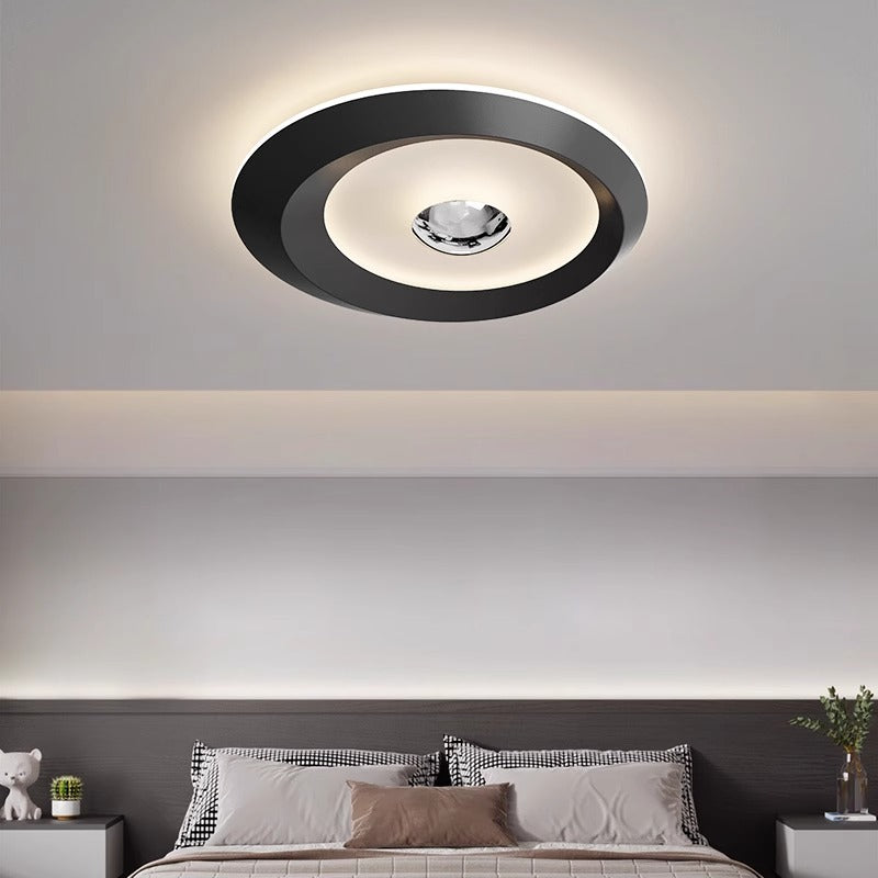 Modern Minimalist Iron Acrylic Round LED Flush Mount Ceiling Light For Bedroom