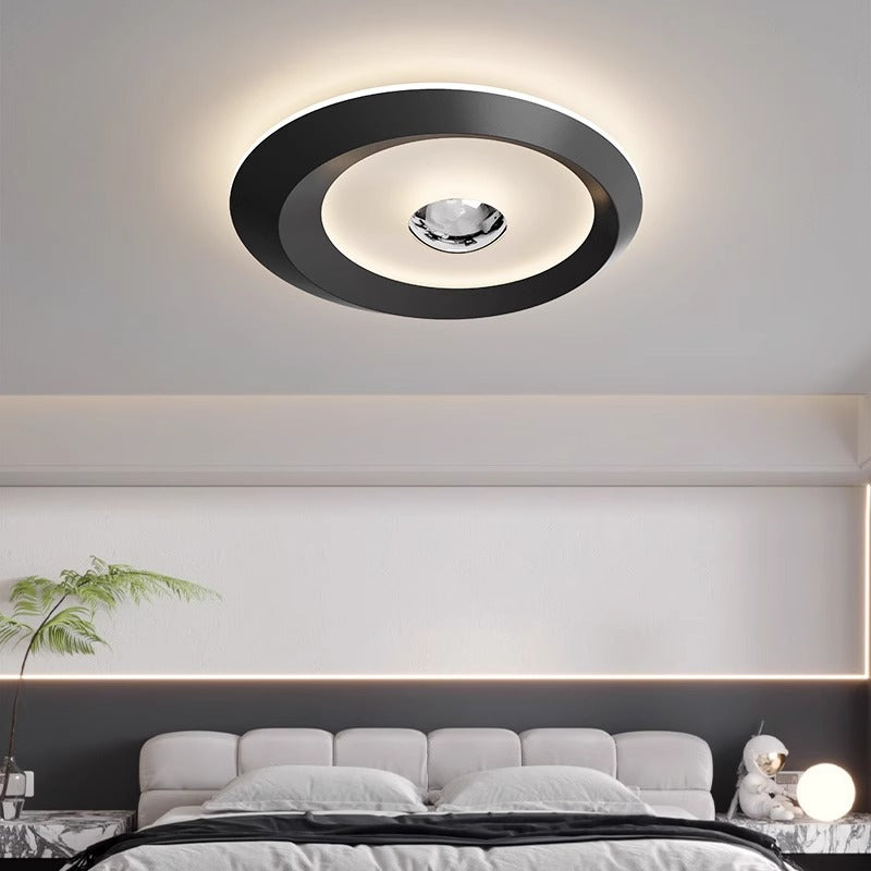 Plafonnier LED rond en fer acrylique minimaliste moderne pour chambre 