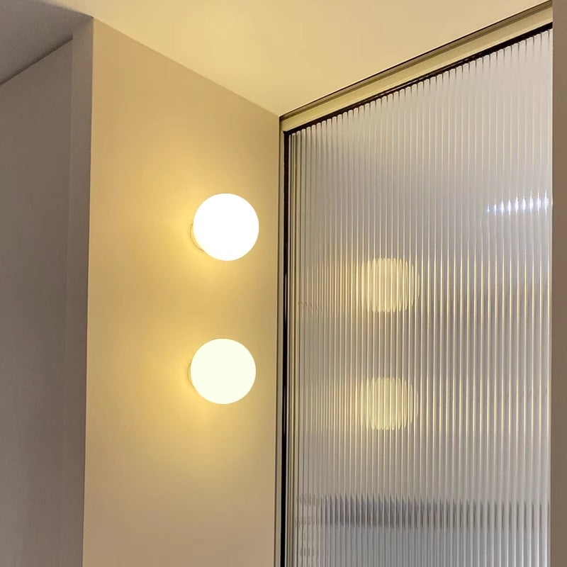 Modern Minimalist Metal Glass Ball 1-Light Wall Sconce Lamp For Living Room