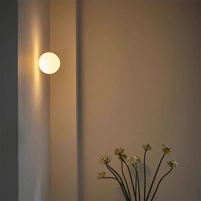 Modern Minimalist Metal Glass Ball 1-Light Wall Sconce Lamp For Living Room