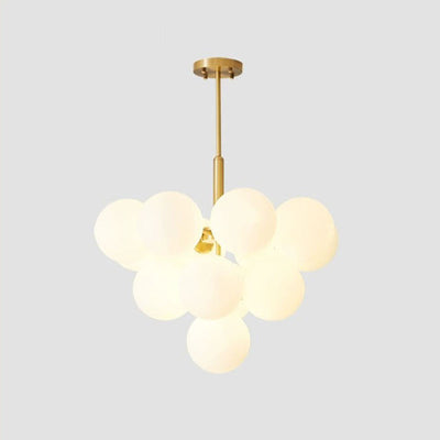 Traditional French Iron Glass Bubble Round 5/13 Light Chandelier For Living Room