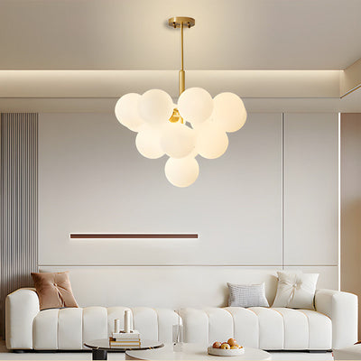 Traditional French Iron Glass Bubble Round 5/13 Light Chandelier For Living Room