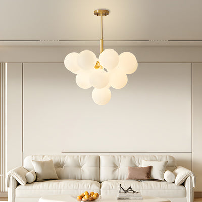 Traditional French Iron Glass Bubble Round 5/13 Light Chandelier For Living Room