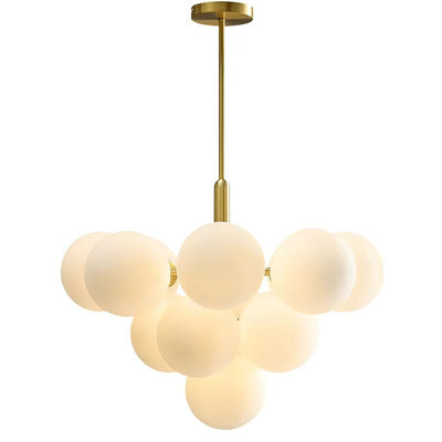 Traditional French Iron Glass Bubble Round 5/13 Light Chandelier For Living Room