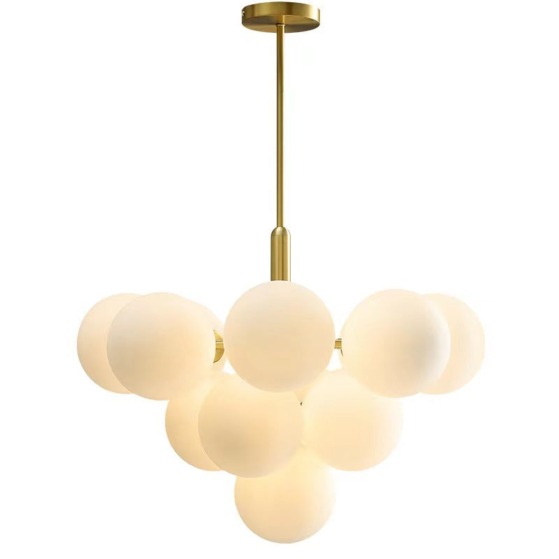 Traditional French Iron Glass Bubble Round 5/13 Light Chandelier For Living Room