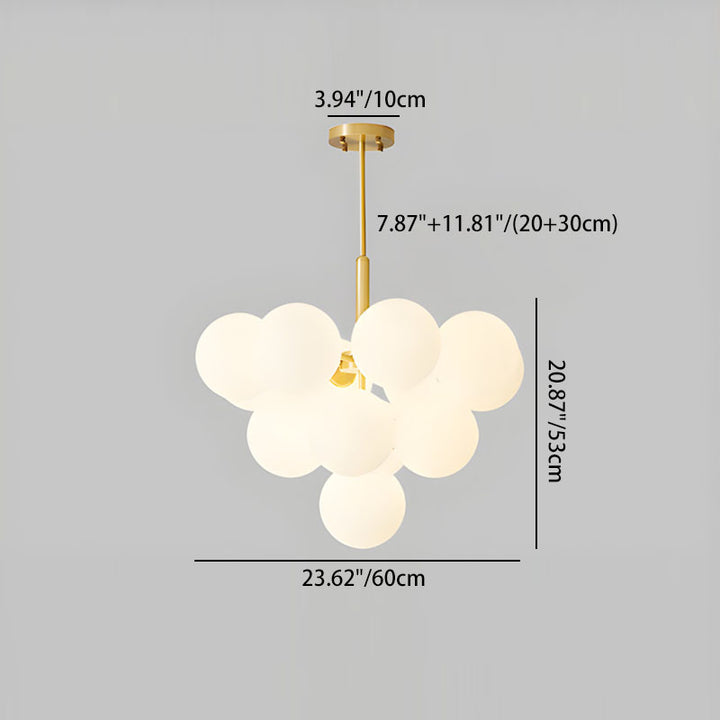 Lustre rond en fer et verre à bulles traditionnel français 5/13 lumières pour salon 