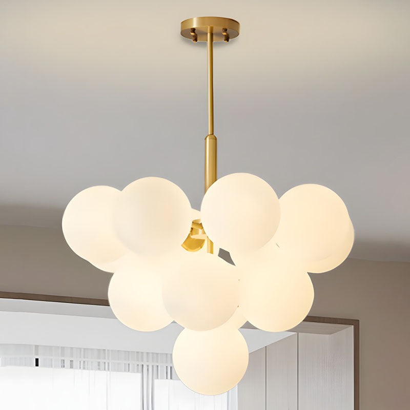 Traditional French Iron Glass Bubble Round 5/13 Light Chandelier For Living Room