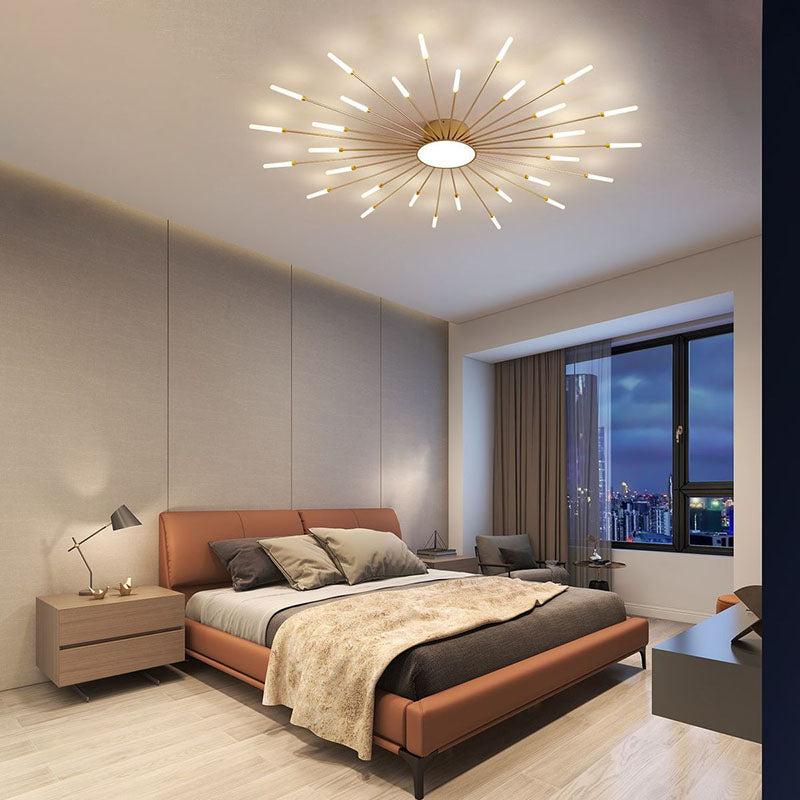 Contemporary Nordic Iron Aluminum Acrylic Round LED Semi-Flush Mount Ceiling Light For Living Room