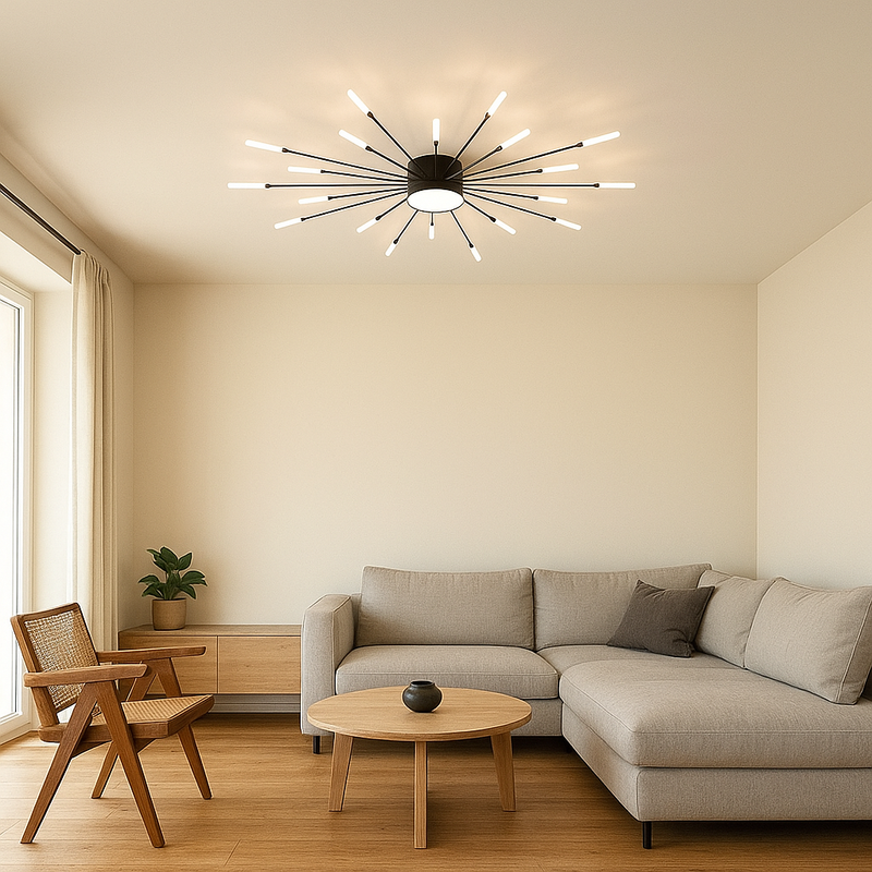 Contemporary Nordic Iron Aluminum Acrylic Round LED Semi-Flush Mount Ceiling Light For Living Room