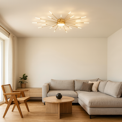 Contemporary Nordic Iron Aluminum Acrylic Round LED Semi-Flush Mount Ceiling Light For Living Room