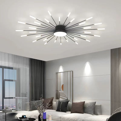 Contemporary Nordic Iron Aluminum Acrylic Round LED Semi-Flush Mount Ceiling Light For Living Room