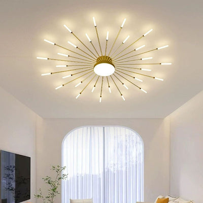 Contemporary Nordic Iron Aluminum Acrylic Round LED Semi-Flush Mount Ceiling Light For Living Room