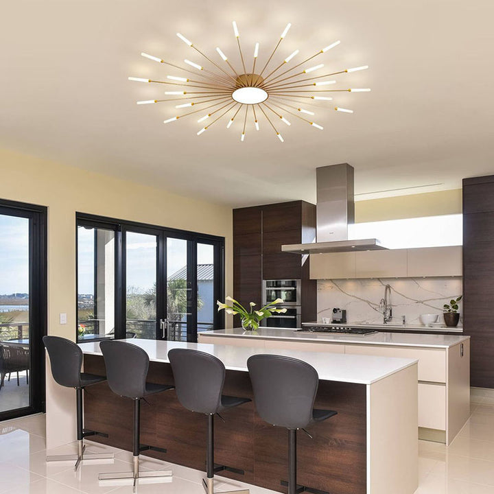 Contemporary Nordic Iron Aluminum Acrylic Round LED Semi-Flush Mount Ceiling Light For Living Room