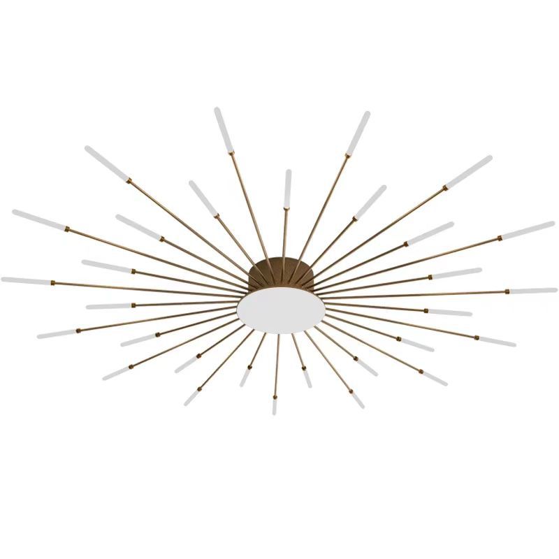 Contemporary Nordic Iron Aluminum Acrylic Round LED Semi-Flush Mount Ceiling Light For Living Room
