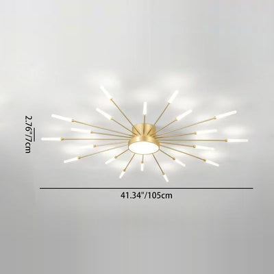 Contemporary Nordic Iron Aluminum Acrylic Round LED Semi-Flush Mount Ceiling Light For Living Room