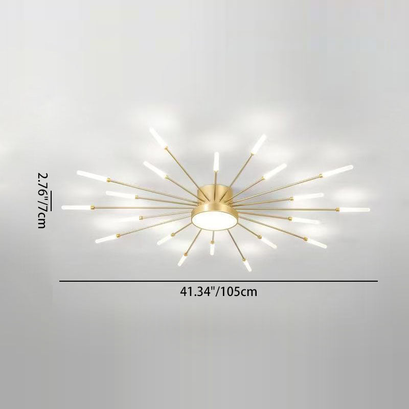 Contemporary Nordic Iron Aluminum Acrylic Round LED Semi-Flush Mount Ceiling Light For Living Room