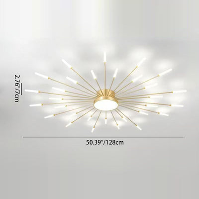 Contemporary Nordic Iron Aluminum Acrylic Round LED Semi-Flush Mount Ceiling Light For Living Room