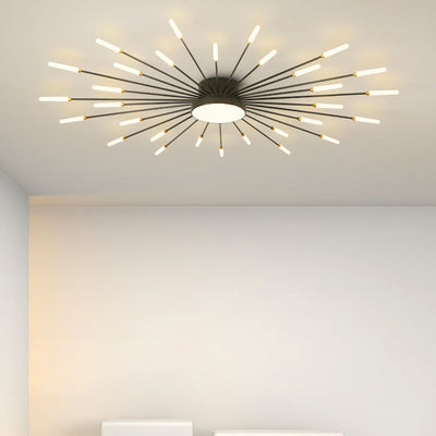 Contemporary Nordic Iron Aluminum Acrylic Round LED Semi-Flush Mount Ceiling Light For Living Room