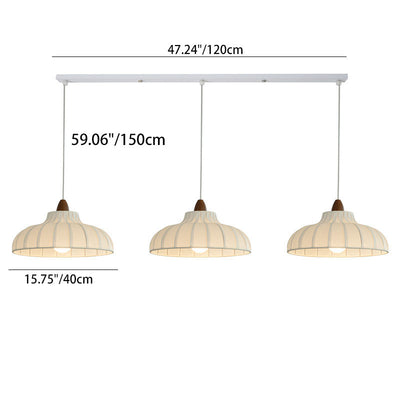 Traditional French Fabric Iron Wood Round 1/2/3 Light Chandelier For Bedroom