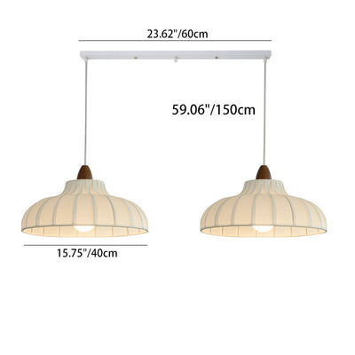 Traditional French Fabric Iron Wood Round 1/2/3 Light Chandelier For Bedroom