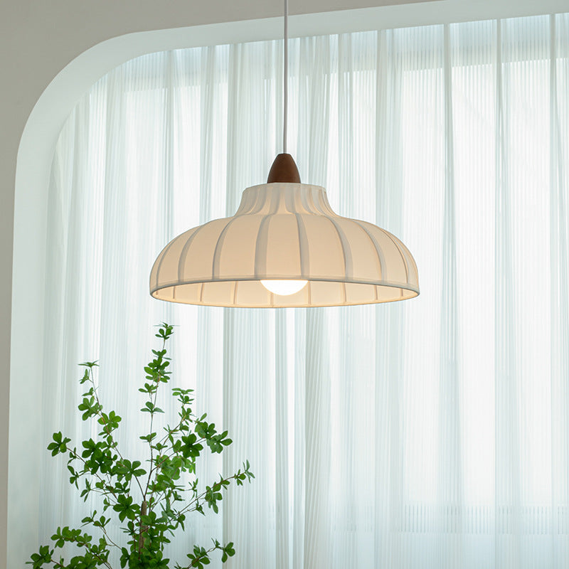 Traditional French Fabric Iron Wood Round 1/2/3 Light Chandelier For Bedroom