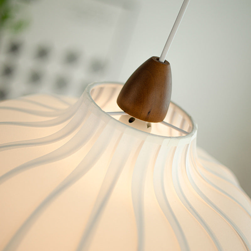 Traditional French Fabric Iron Wood Round 1/2/3 Light Chandelier For Bedroom