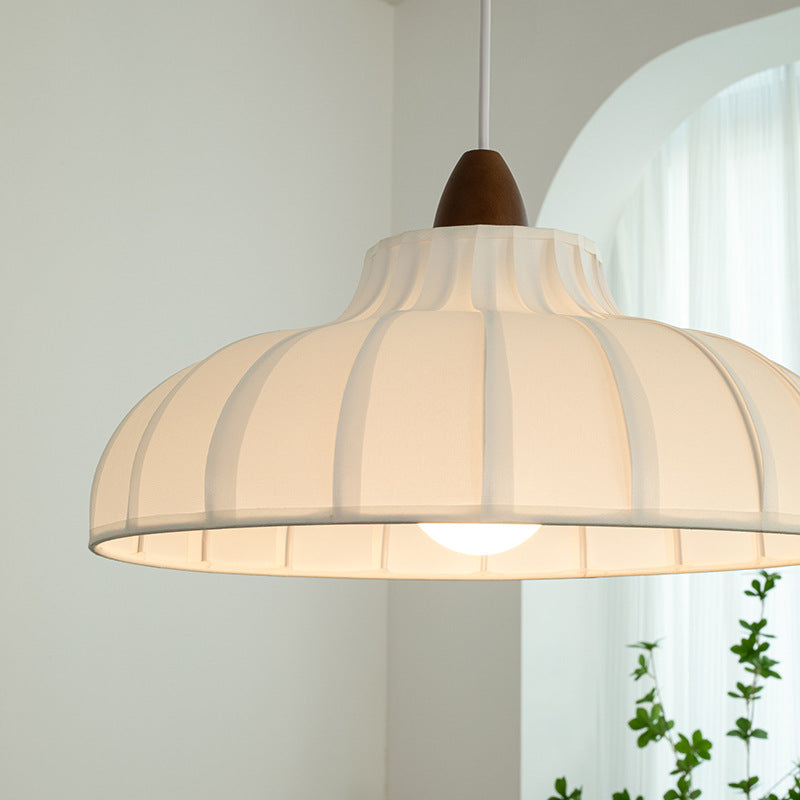 Traditional French Fabric Iron Wood Round 1/2/3 Light Chandelier For Bedroom