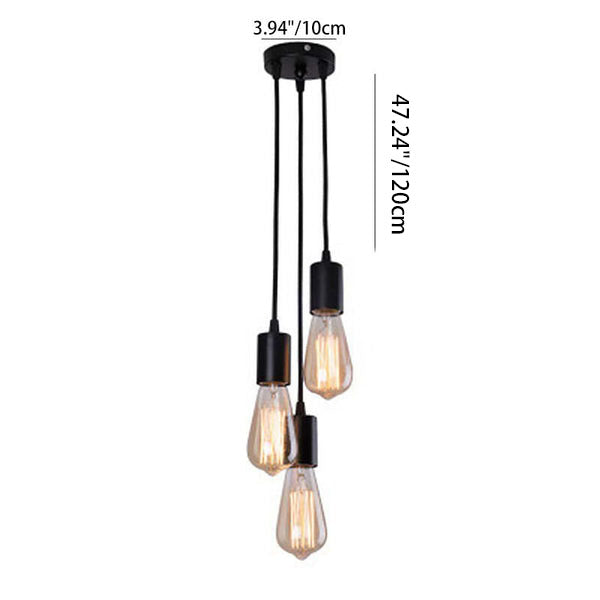 Lámpara de araña lineal de vidrio de hierro retro contemporáneo de 3 luces para sala de estar 