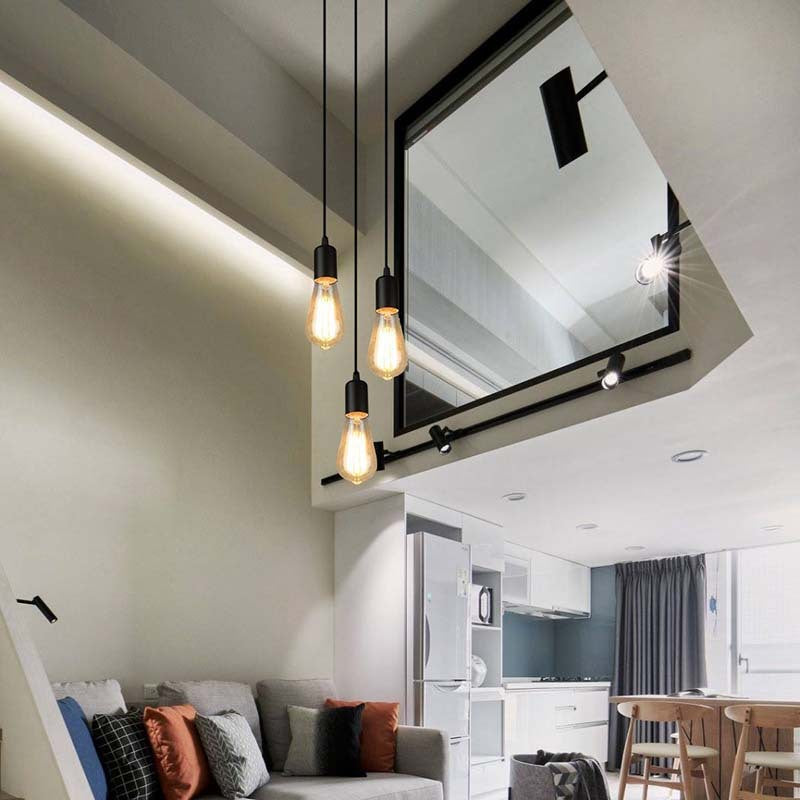 Contemporary Retro Iron Glass Linear 3-Light Chandelier For Living Room